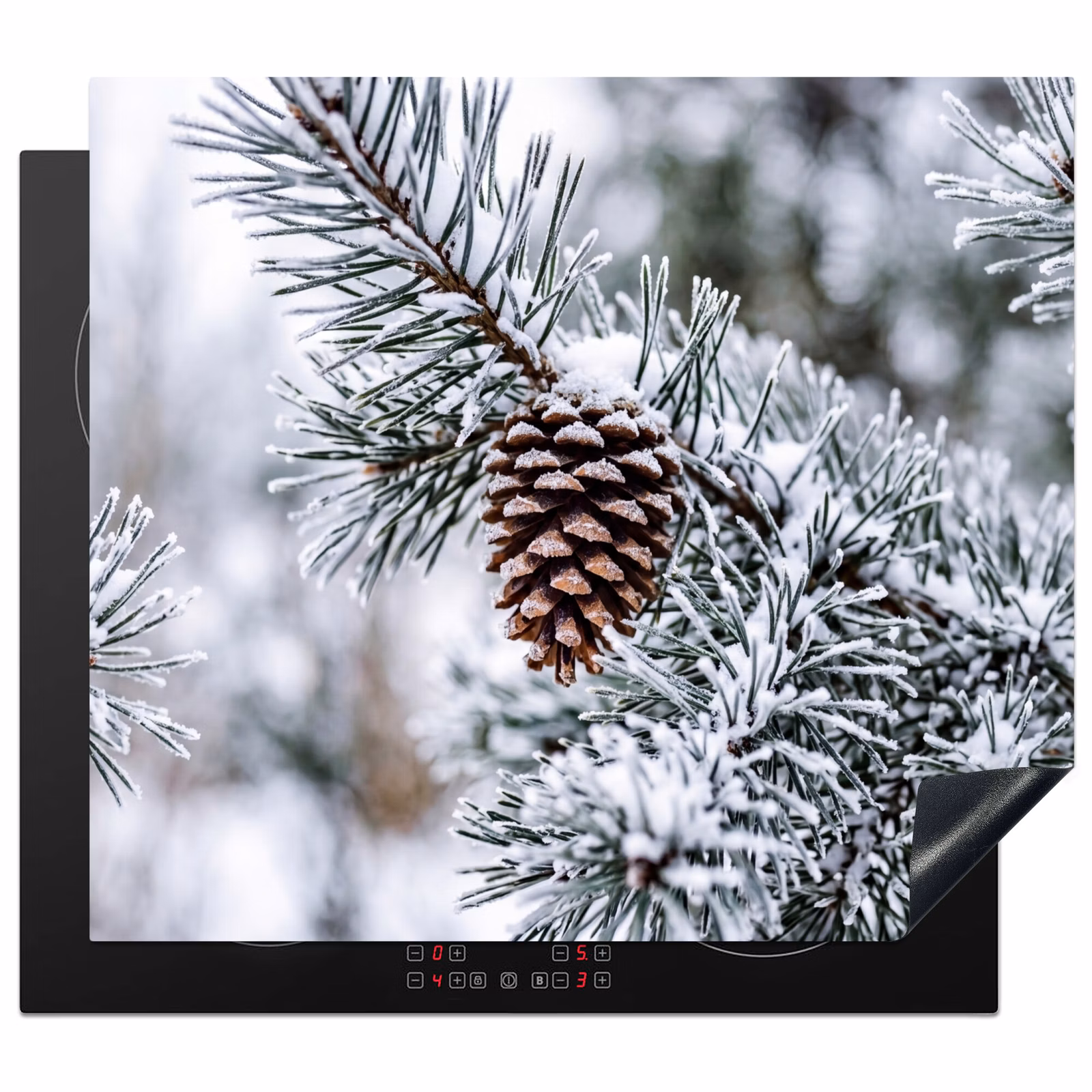 Induction hob cover - Pine cone - Branch - Snow - Winter - Atmospheric — 1