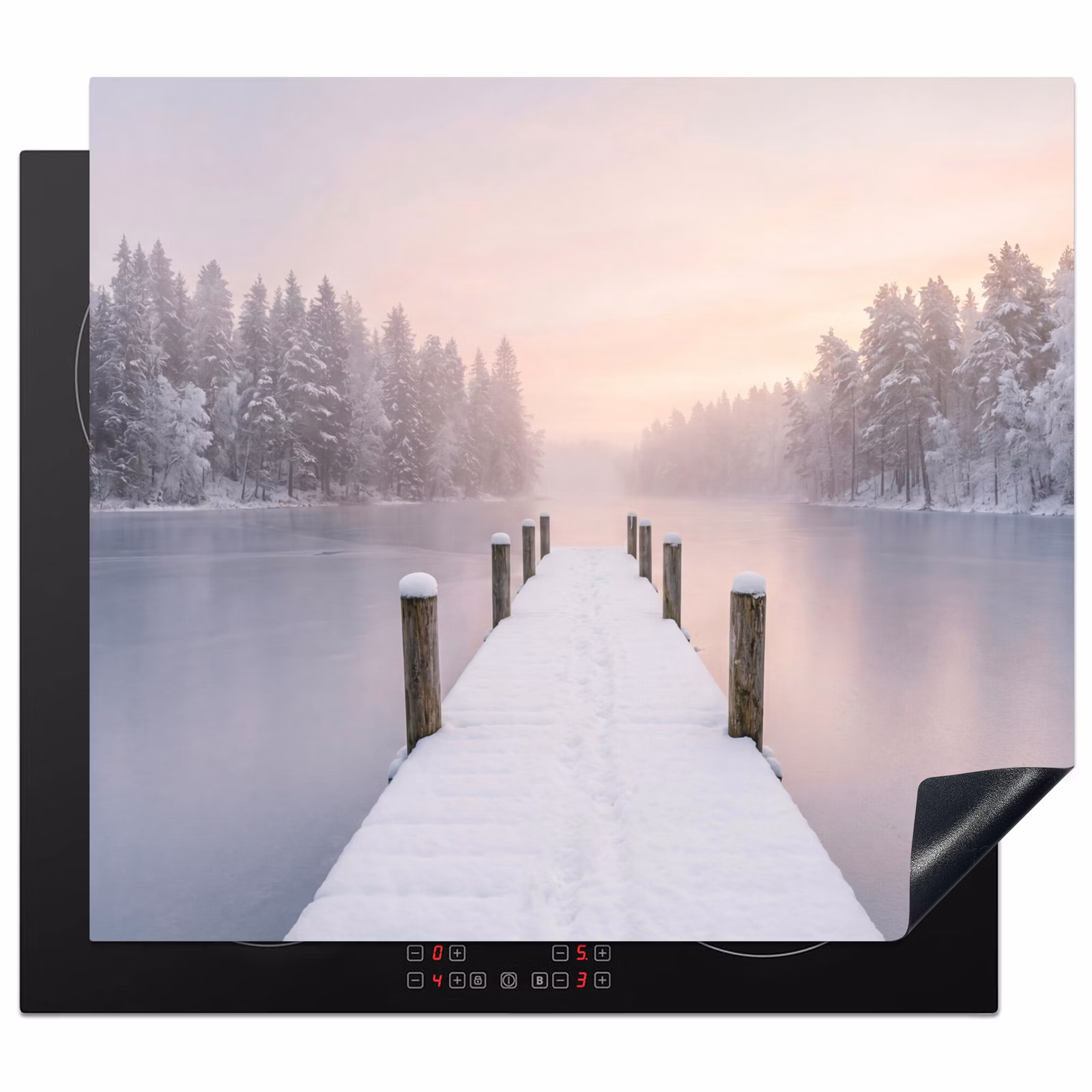 Induction hob cover - Scaffold - Lake - Fog - Winter - Serene — 1