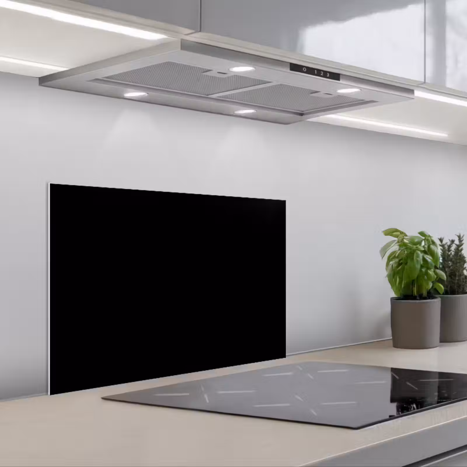 Kitchen splashback for hob - Black - Solid color — 1