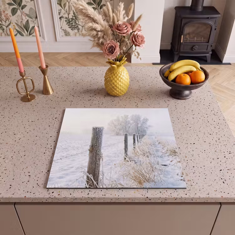 Induction hob cover - Fence - Snow - Fog - Countryside - Nostalgic — 3