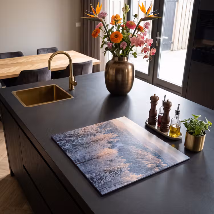 Induction hob cover - Forest - Mountains - Gold - Winter - Warm — 2