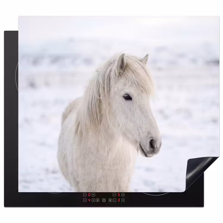 Induction hob cover - Horse - Head - Winter - Animals - White — 1
