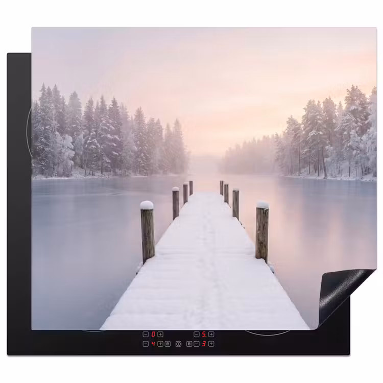 Induction hob cover - Scaffold - Lake - Fog - Winter - Serene — 1