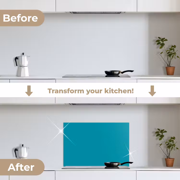 Kitchen splashback for hob - Blue - Solid color — 7