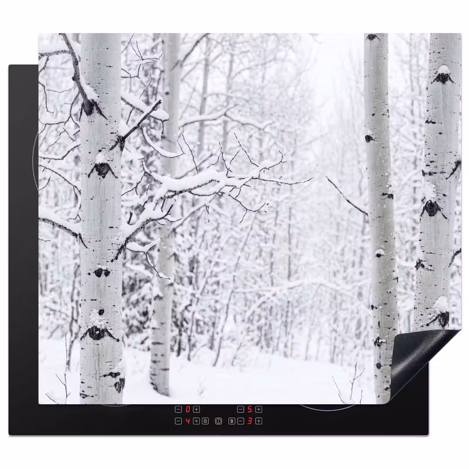 Induction hob cover - Birch trees - Snow - Winter - Forest - White — 1