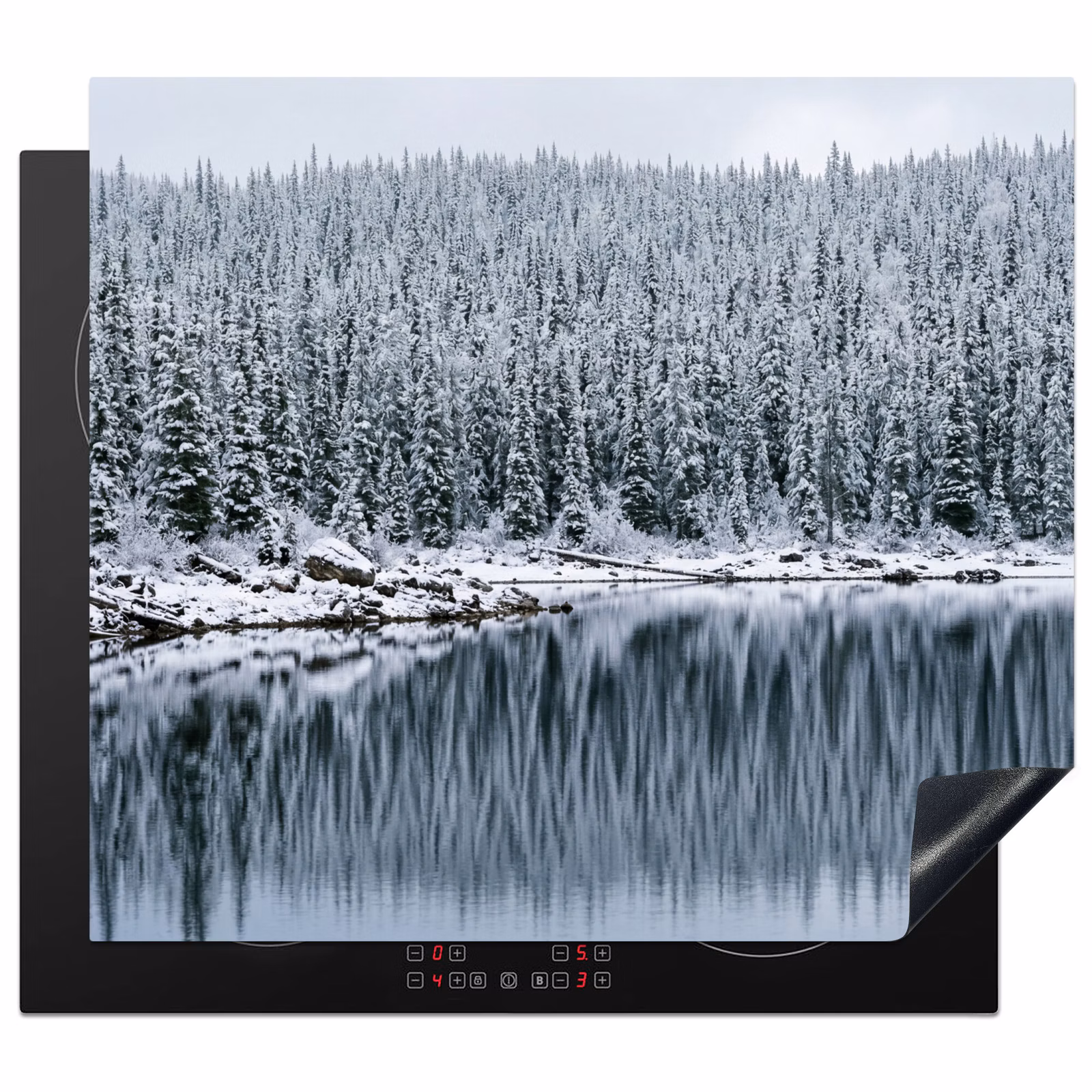 Induction hob cover - Forest - Reflection - Lake - Winter - Serene — 1