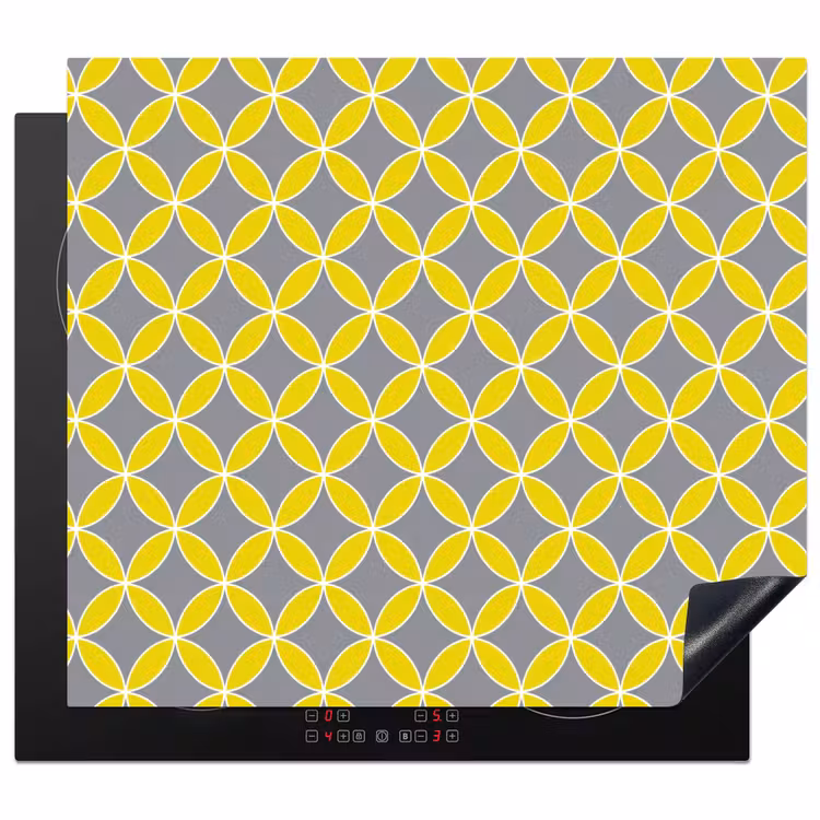 Induction hob cover - Geometric - Circles - Modern - Gray - Yellow — 1