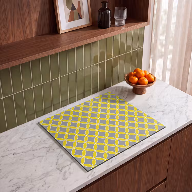 Induction hob cover - Geometric - Circles - Modern - Gray - Yellow — 4