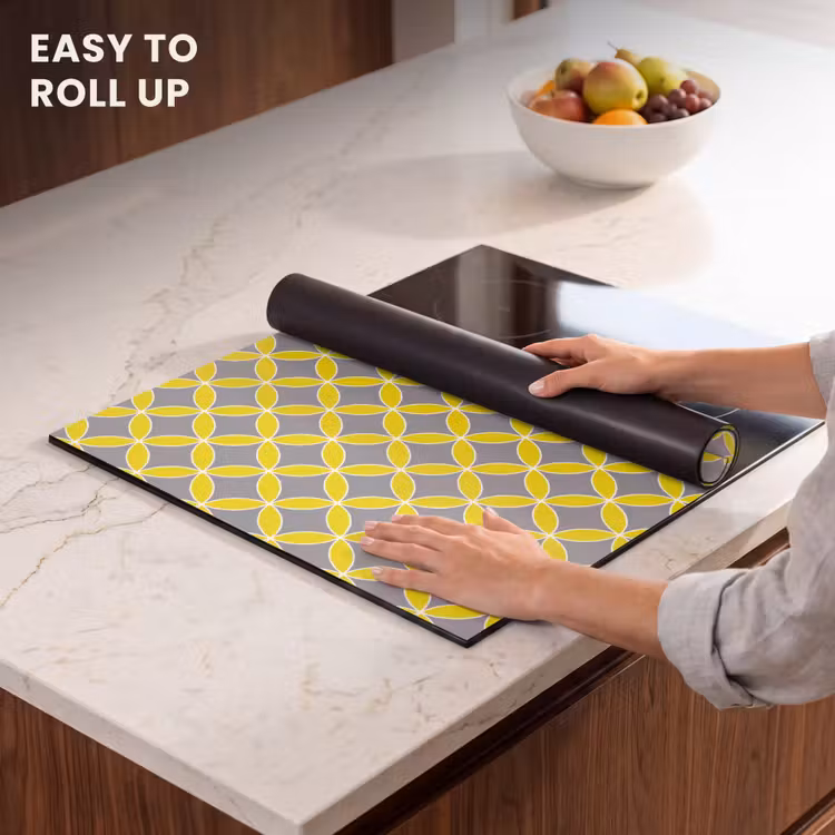 Induction hob cover - Geometric - Circles - Modern - Gray - Yellow — 6