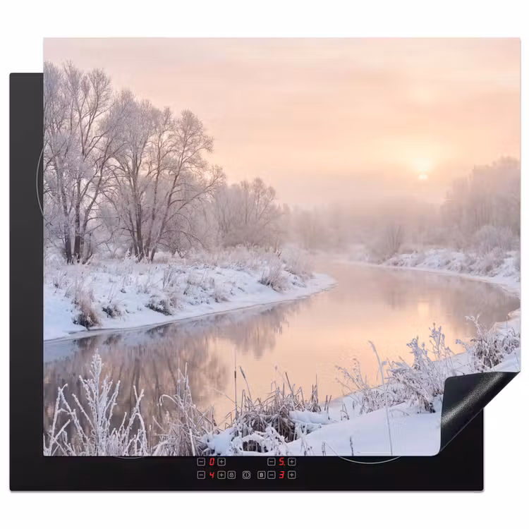 Induction hob cover - River - Winter - Landscape - Snow - Sunrise — 1