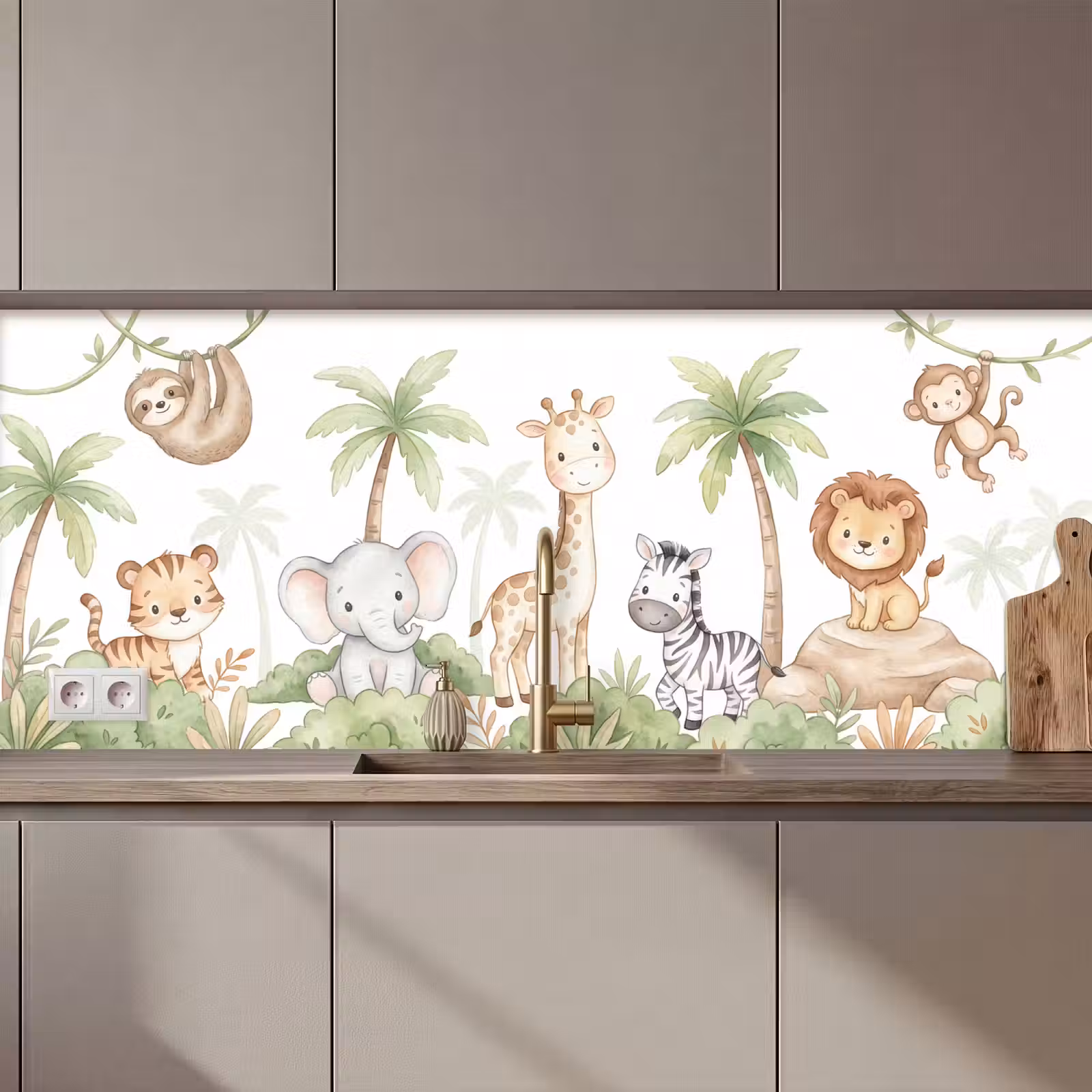 Kitchen splashback - Animals - Jungle - Pastel — 1