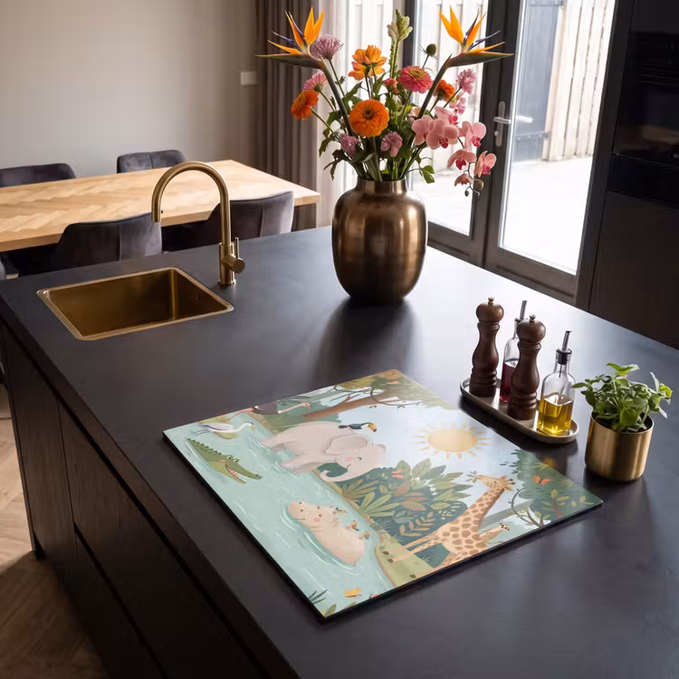 Induction hob cover - Jungle - Oasis - Animals - Colorful — 2