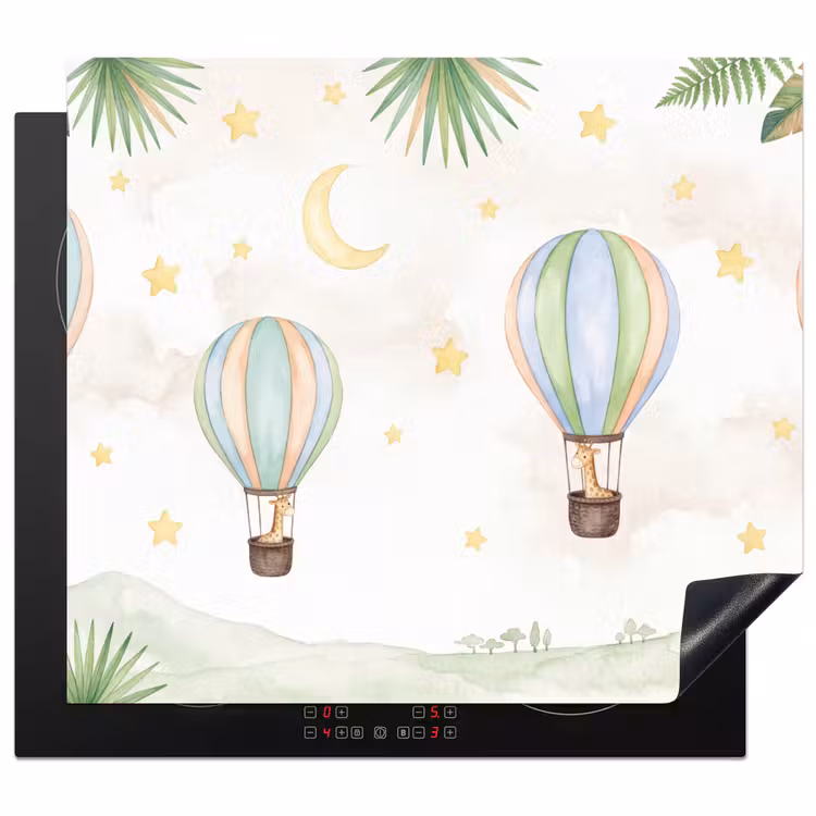 Induction hob cover - Watercolor - Hot air balloons - Pastel — 1