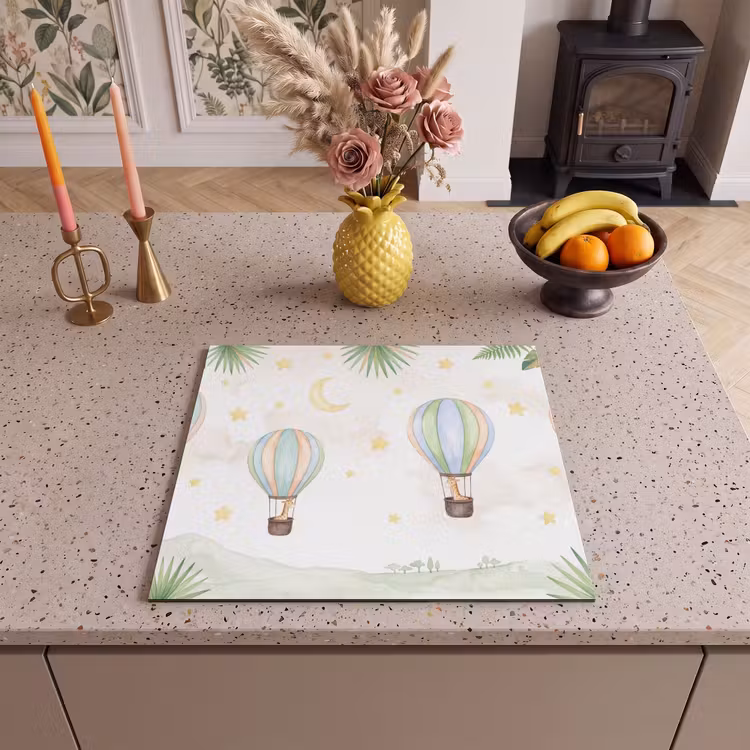 Induction hob cover - Watercolor - Hot air balloons - Pastel — 3