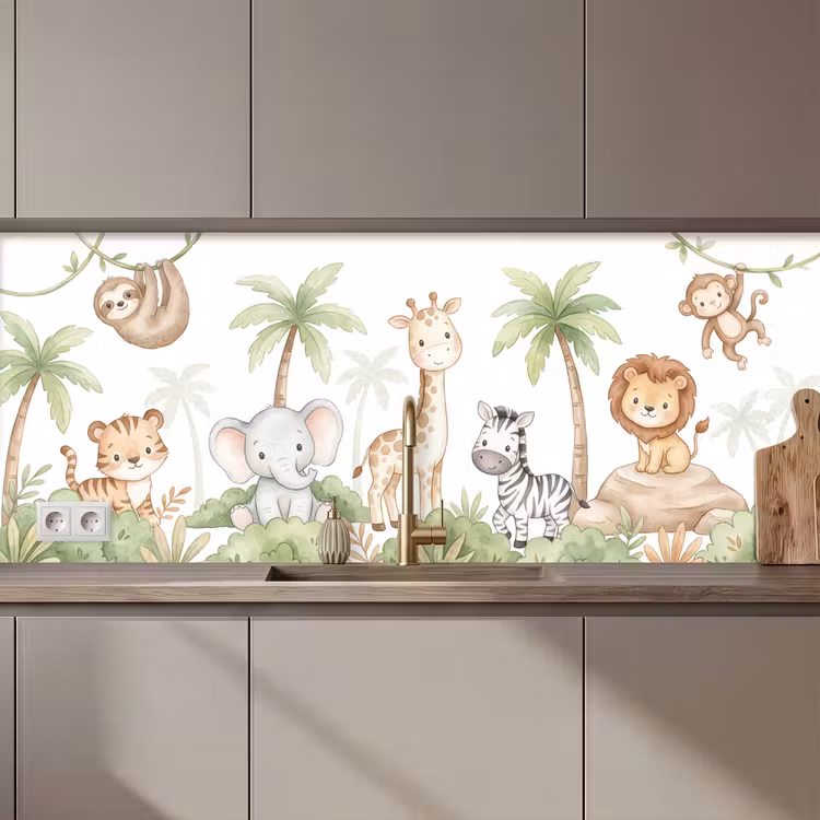 Kitchen splashback - Animals - Jungle - Pastel — 1