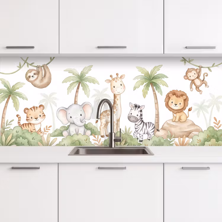 Kitchen splashback - Animals - Jungle - Pastel — 4