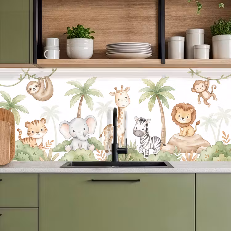 Kitchen splashback - Animals - Jungle - Pastel — 8
