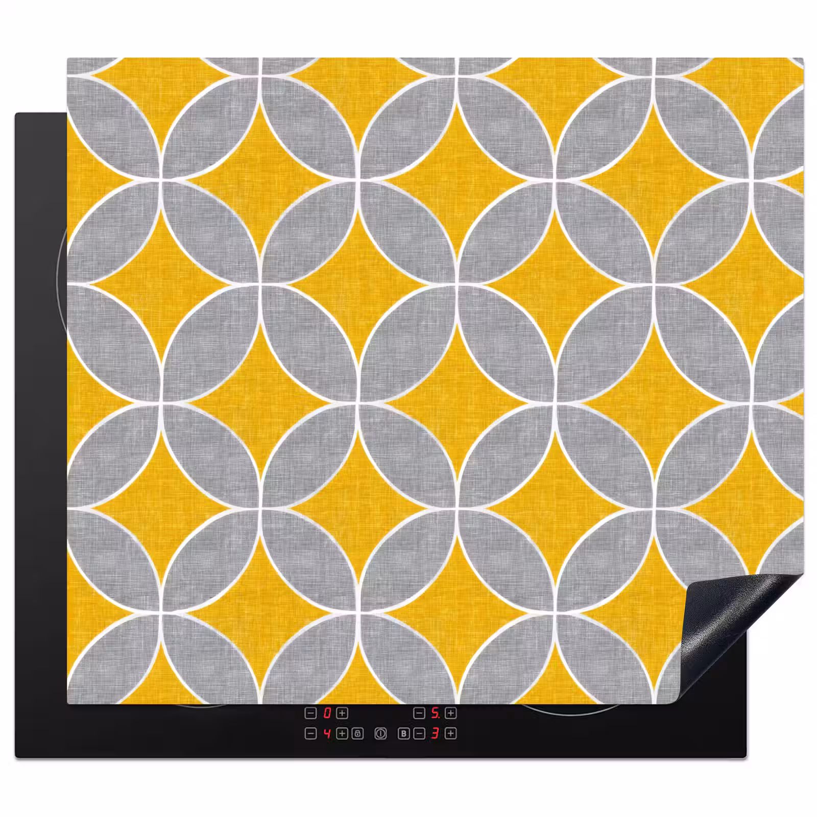 Induction hob cover - Geometric - Circles - Texture - Gray - Yellow — 1