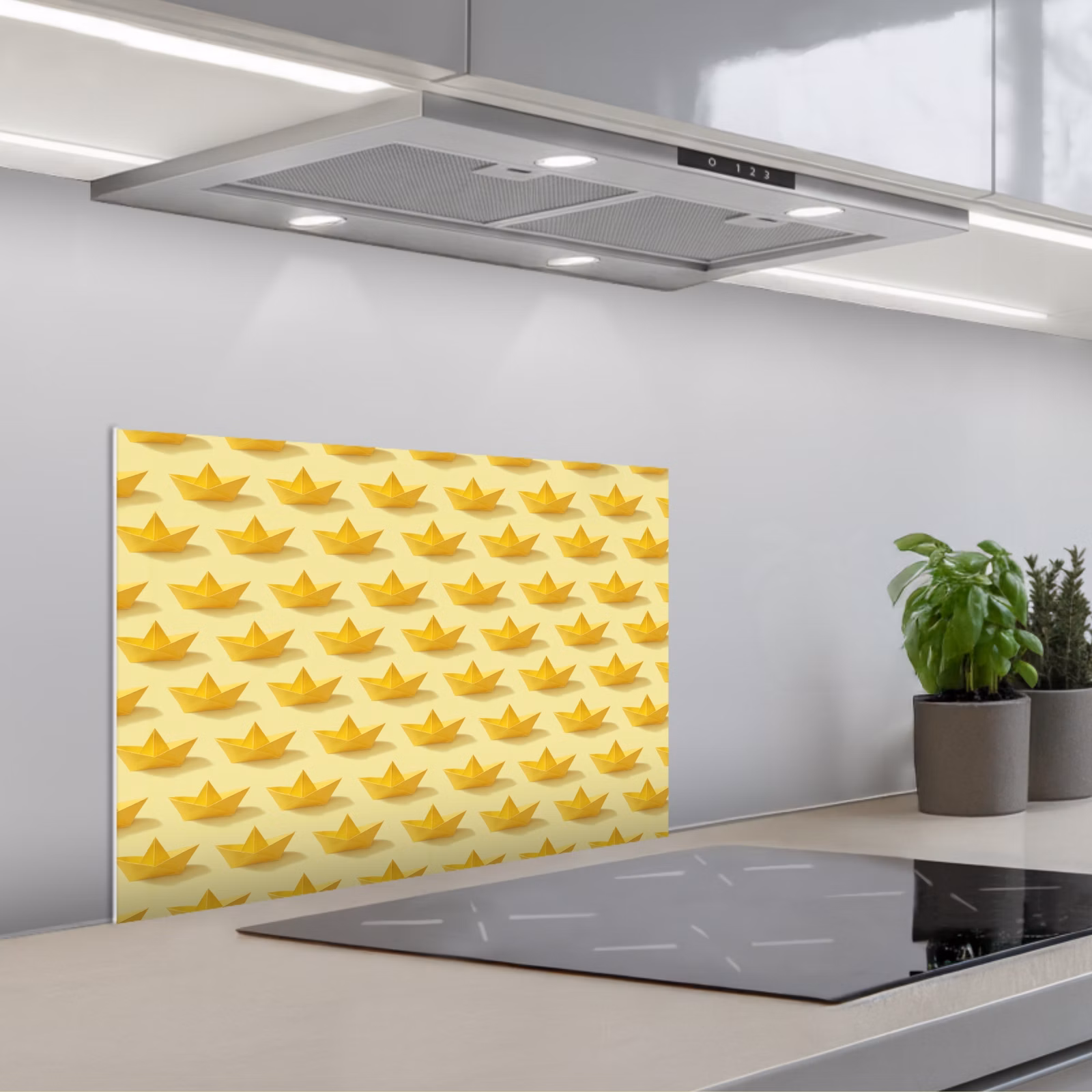 Kitchen splashback for hob - Boats - Origami - Crafts - Yellow — 1