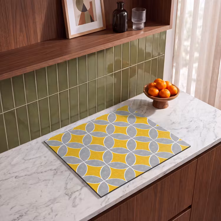 Induction hob cover - Geometric - Circles - Texture - Gray - Yellow — 4