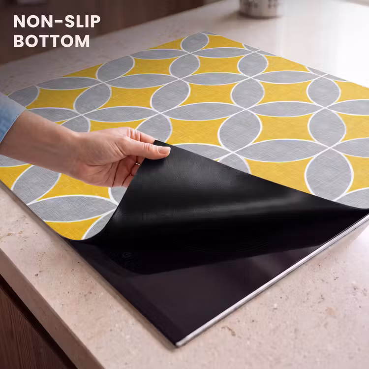 Induction hob cover - Geometric - Circles - Texture - Gray - Yellow — 5