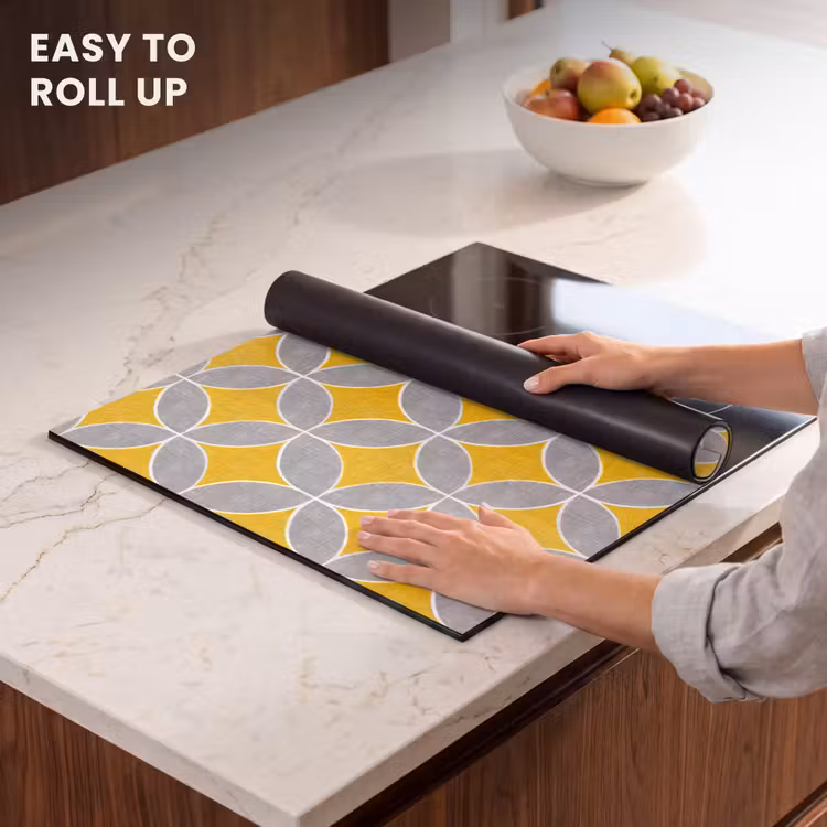 Induction hob cover - Geometric - Circles - Texture - Gray - Yellow — 6
