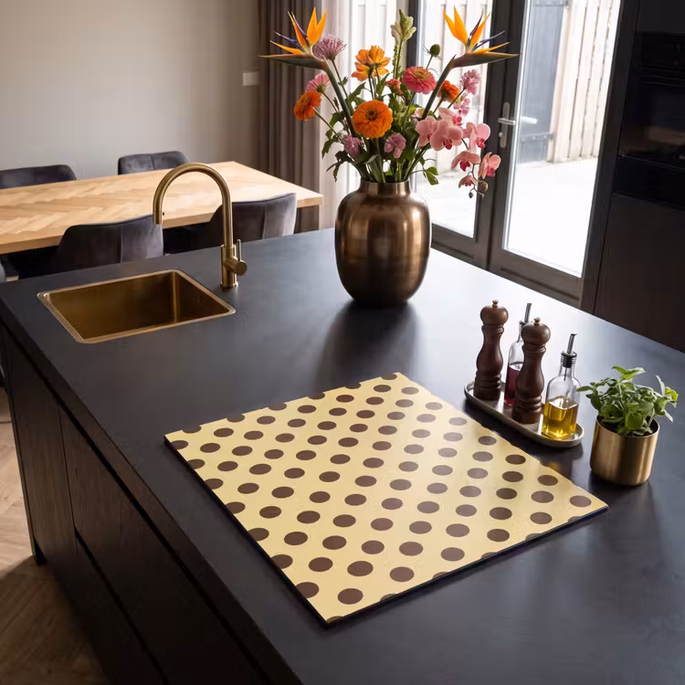 Induction hob cover - Polka Dot - Dots - Retro - Yellow - Brown — 2