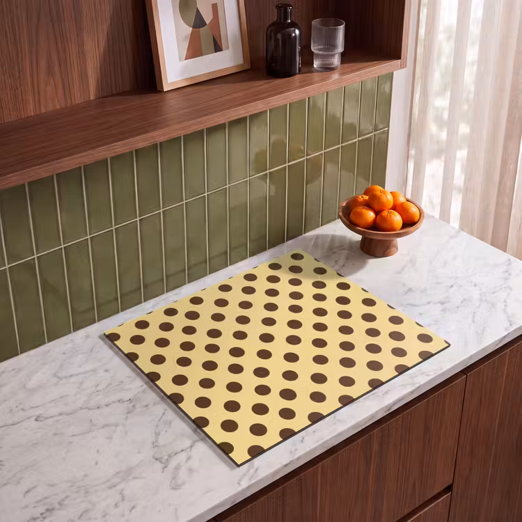 Induction hob cover - Polka Dot - Dots - Retro - Yellow - Brown — 4