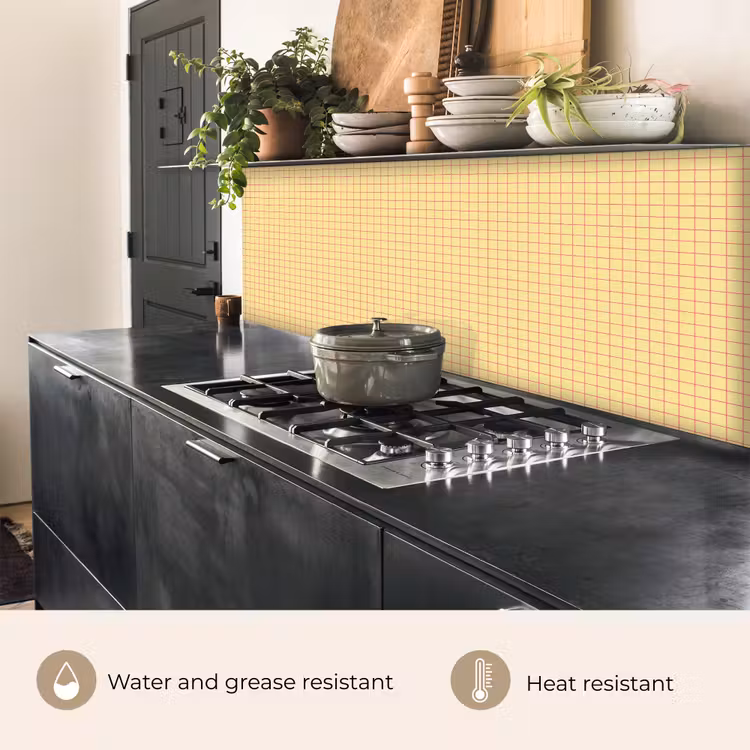Kitchen splashback - Checkered - Grid - Minimalist - Yellow - Pink — 5