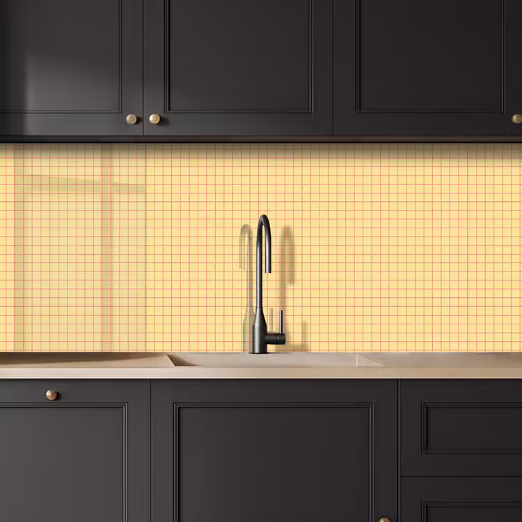 Kitchen splashback - Checkered - Grid - Minimalist - Yellow - Pink — 6