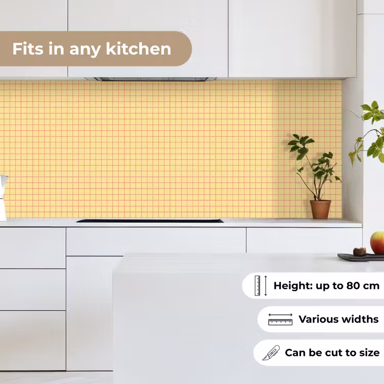 Kitchen splashback - Checkered - Grid - Minimalist - Yellow - Pink — 7