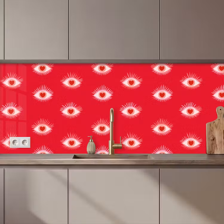 Kitchen splashback - Eyes - Heart - Abstract - Red - Pink — 1