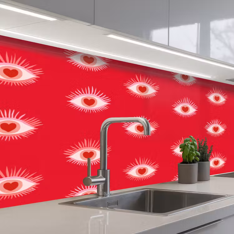 Kitchen splashback - Eyes - Heart - Abstract - Red - Pink — 2