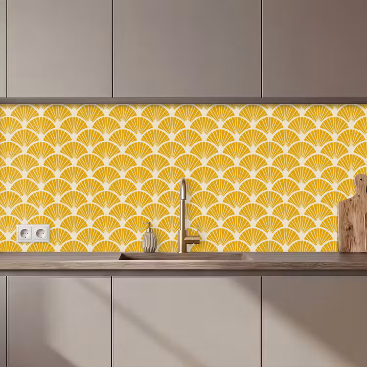 Kitchen splashback - Fans - Art Deco - Retro - Ochre Yellow — 1