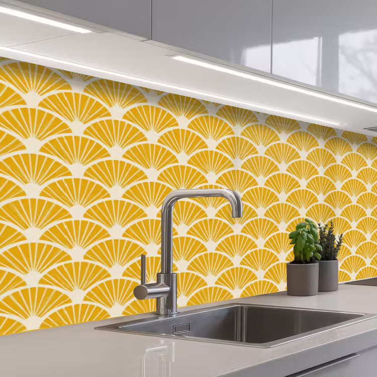 Kitchen splashback - Fans - Art Deco - Retro - Ochre Yellow — 2