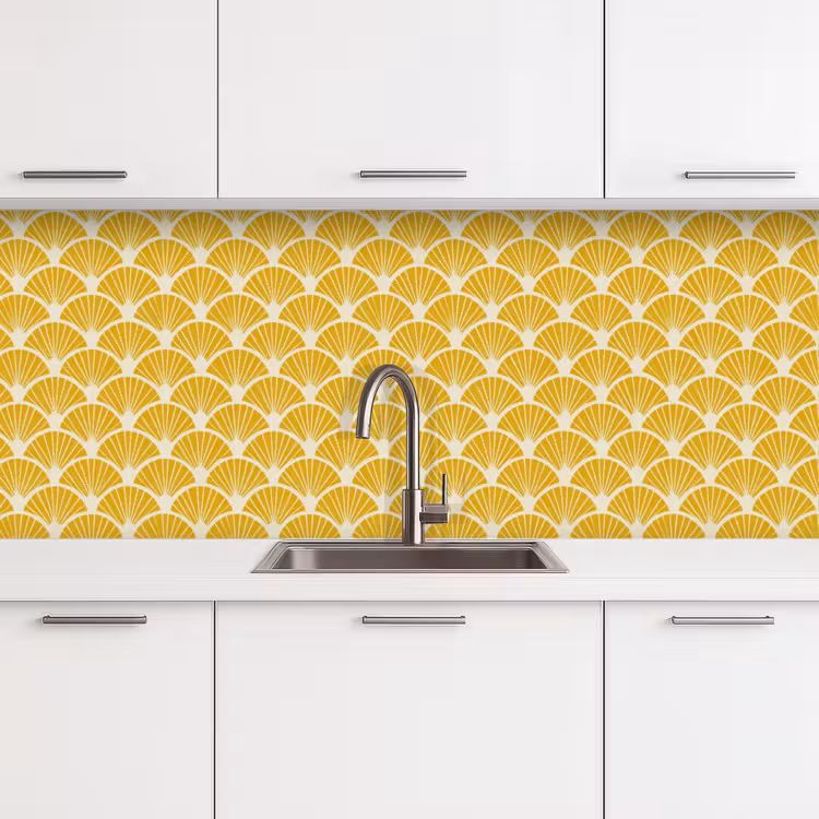 Kitchen splashback - Fans - Art Deco - Retro - Ochre Yellow — 4