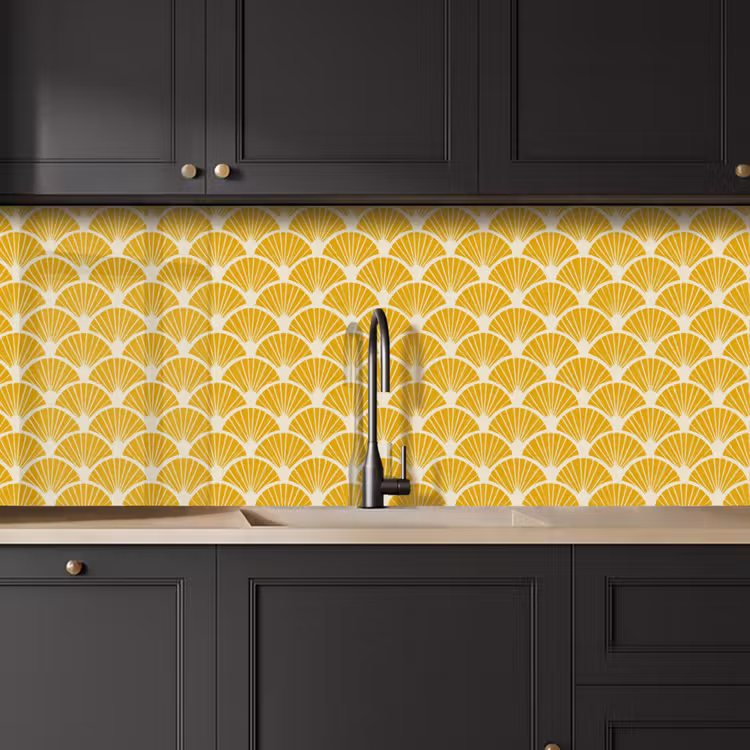 Kitchen splashback - Fans - Art Deco - Retro - Ochre Yellow — 6