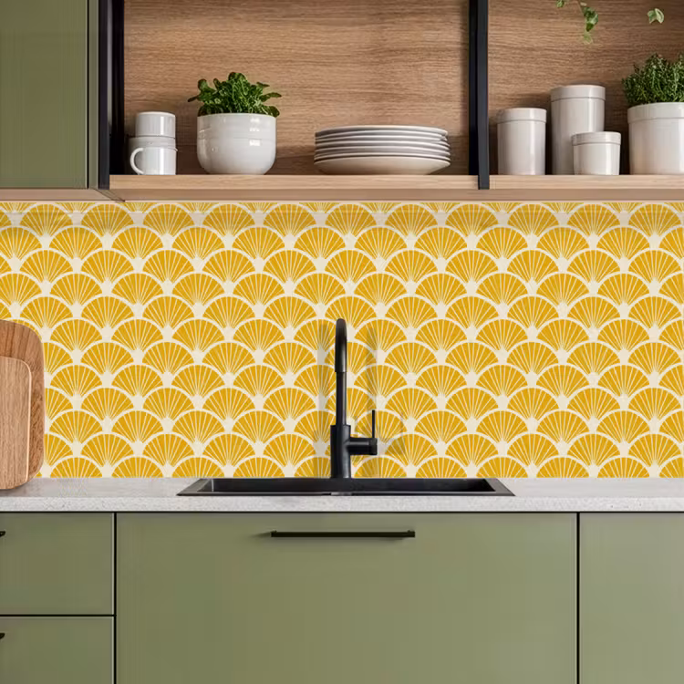 Kitchen splashback - Fans - Art Deco - Retro - Ochre Yellow — 8