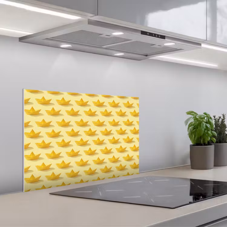 Kitchen splashback for hob - Boats - Origami - Crafts - Yellow — 1