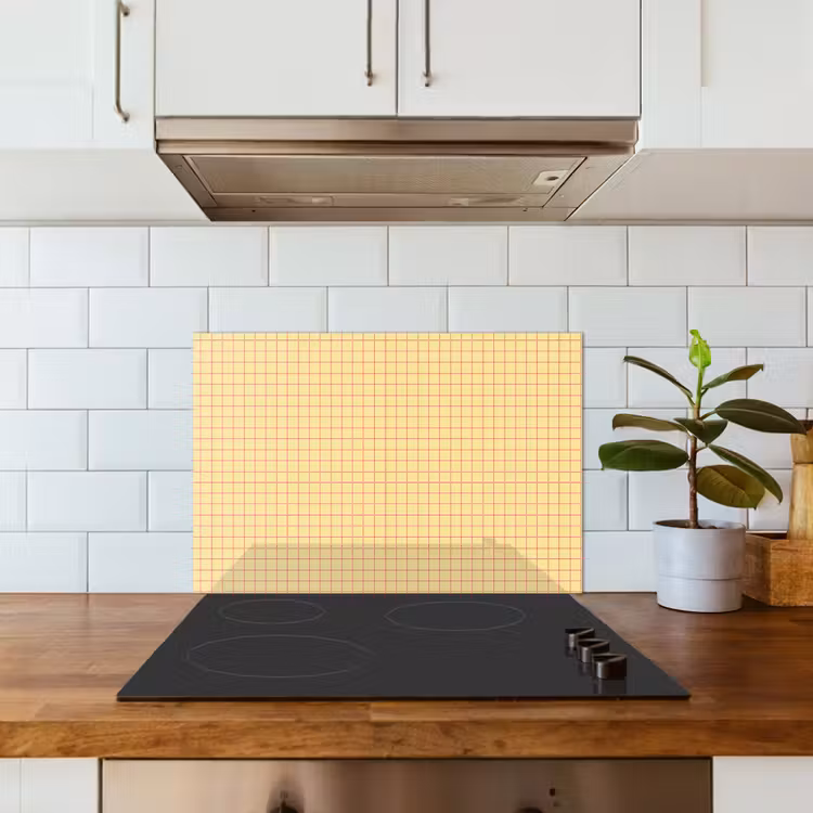 Kitchen splashback for hob - Checkered - Grid - Minimalist - Yellow - Pink — 3