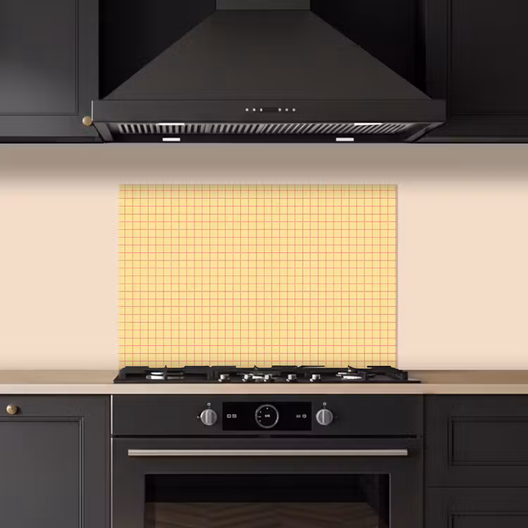 Kitchen splashback for hob - Checkered - Grid - Minimalist - Yellow - Pink — 5