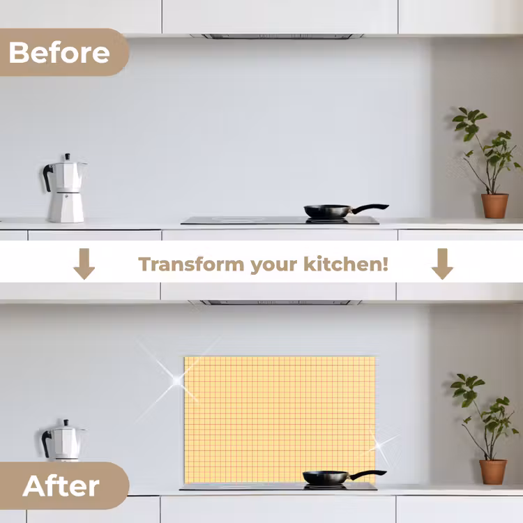 Kitchen splashback for hob - Checkered - Grid - Minimalist - Yellow - Pink — 7