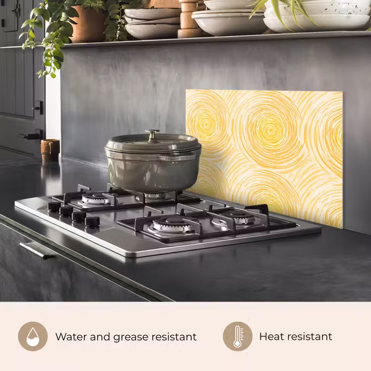 Kitchen splashback for hob - Circles - Abstract - Artistic - Yellow — 2