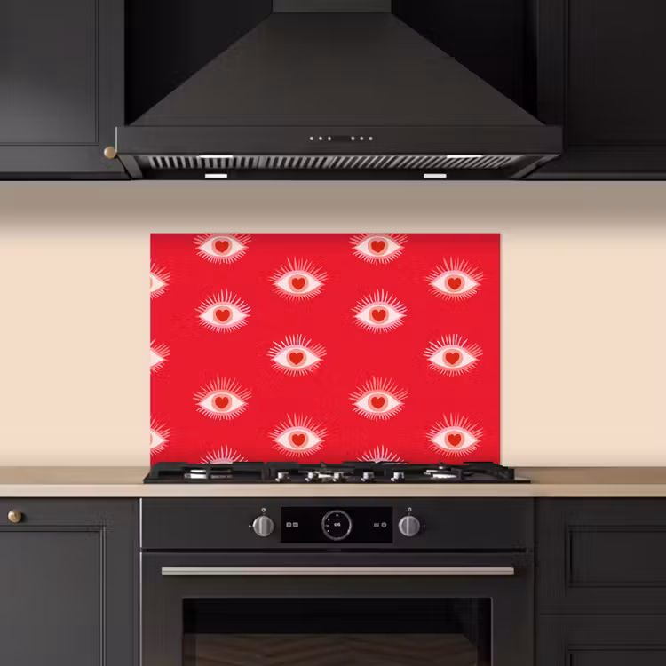 Kitchen splashback for hob - Eyes - Heart - Abstract - Red - Pink — 5