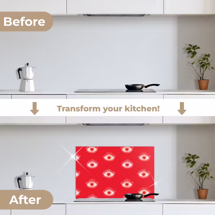 Kitchen splashback for hob - Eyes - Heart - Abstract - Red - Pink — 7