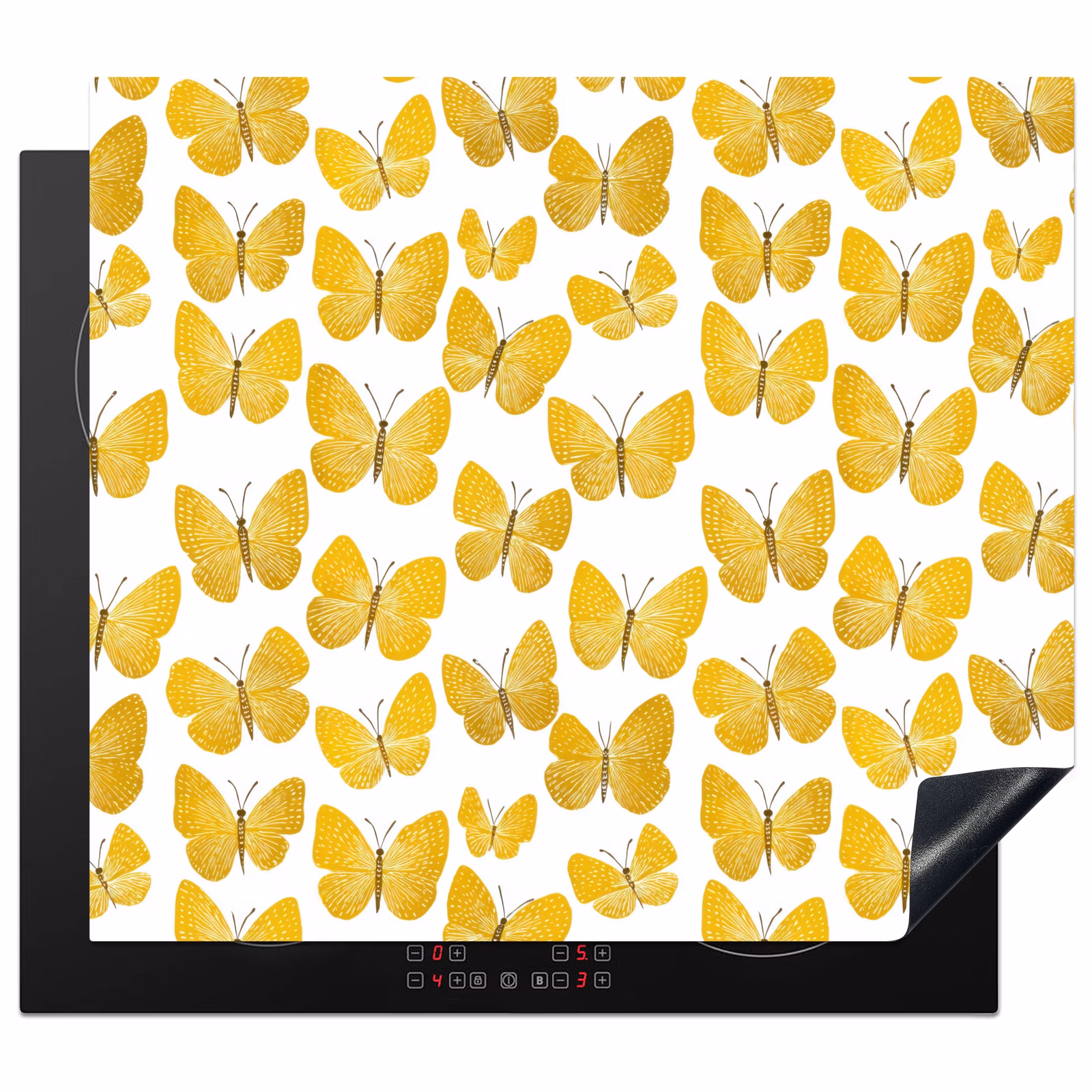 Induction hob cover - Butterflies - Botanical - Illustration - Yellow - White — 1