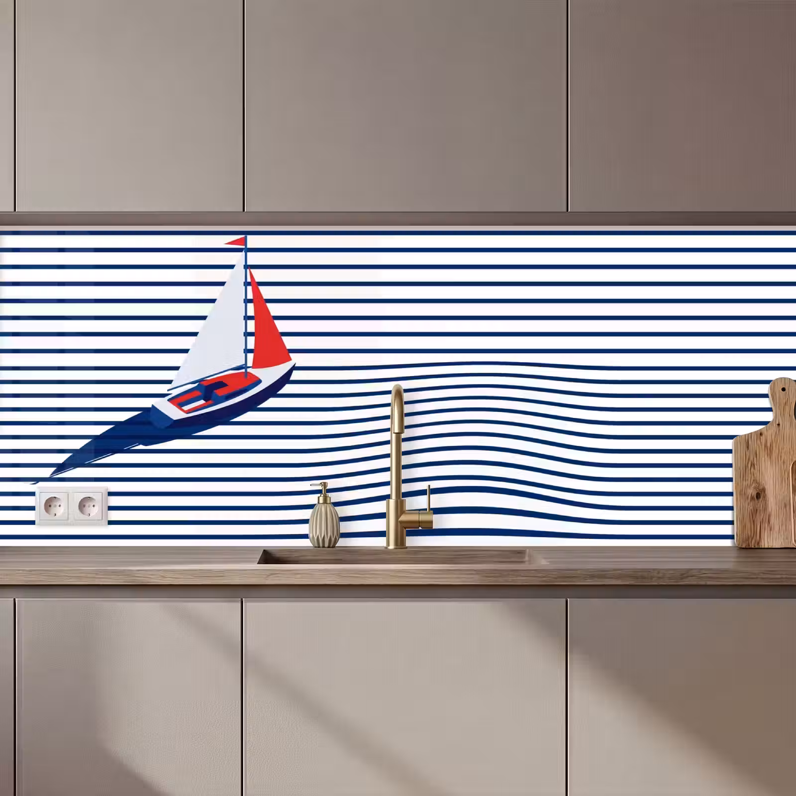 Kitchen splashback - Boat - Water - Abstract - Blue — 1