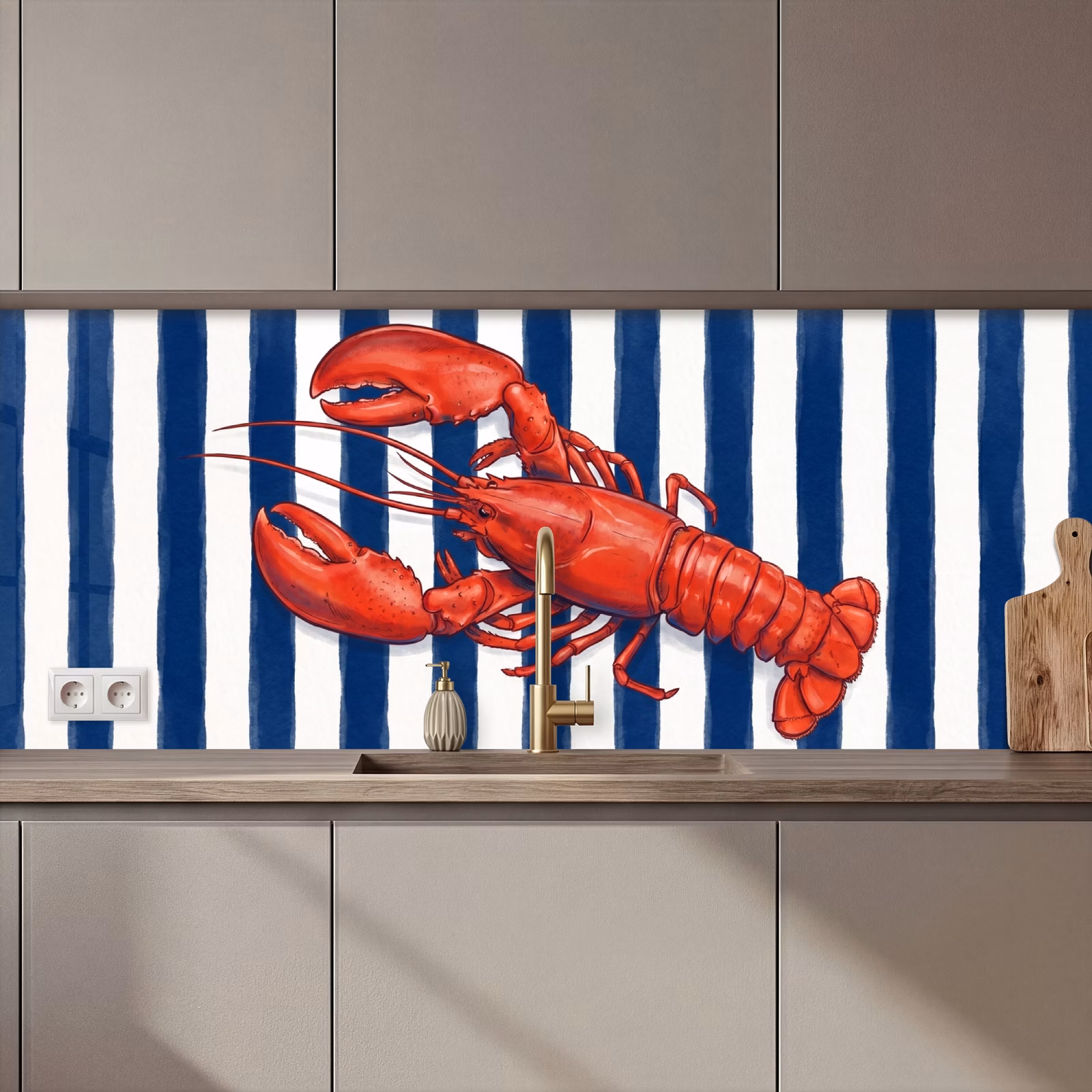 Kitchen splashback - Crustacean - Lobster - Marine - Illustration - Red — 1