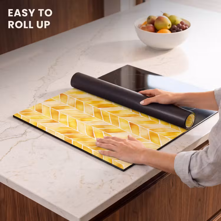 Induction hob cover - Herringbone - Watercolor - Patterns - Golden Yellow — 6
