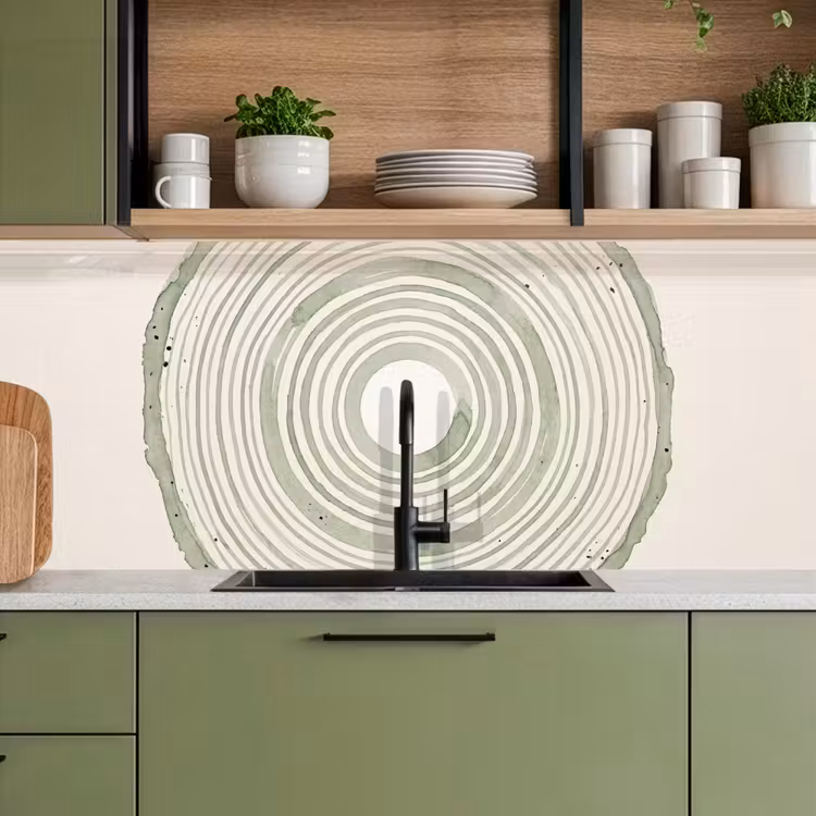 Kitchen splashback - Abstraction - Circles - Watercolor - Green - Modern — 8